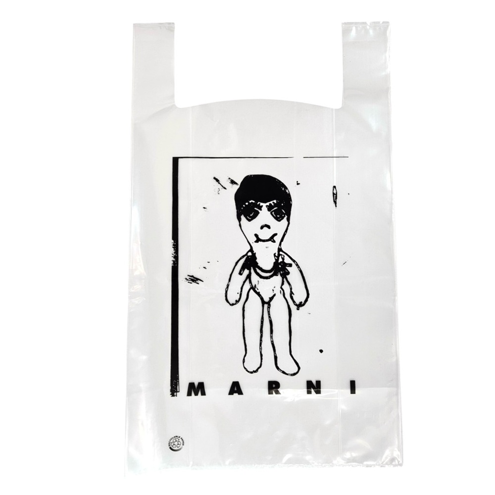 MARNI Shopping Clear Plastic Gift Bag Large 18”x24” Art Graphic